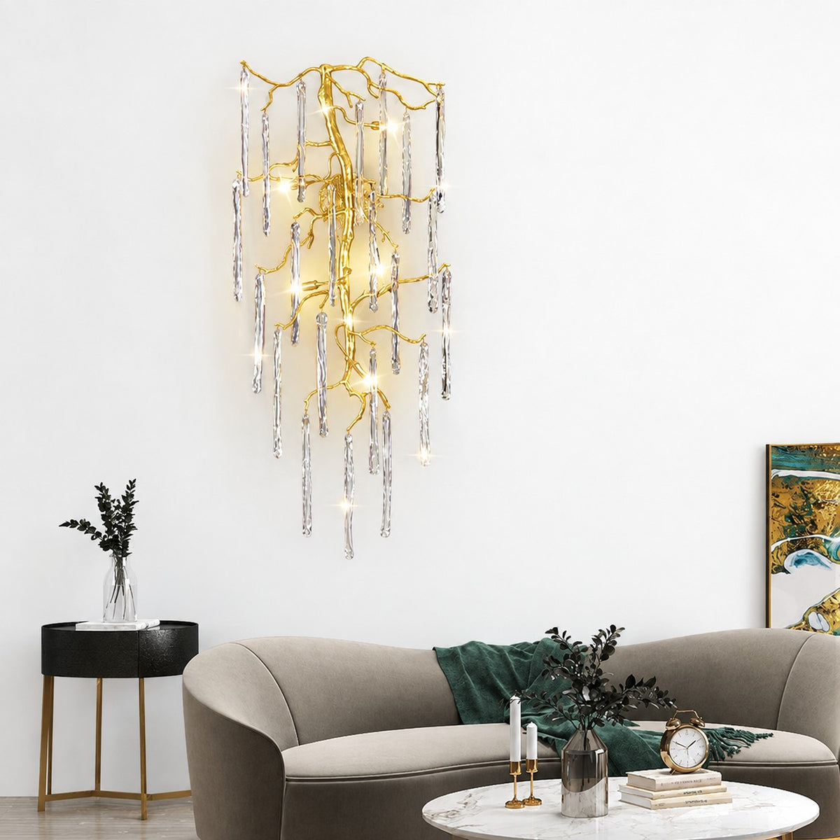 Sovellier Ramella Crystal Branch 6-Light Wall Sconce, Brass - view 2