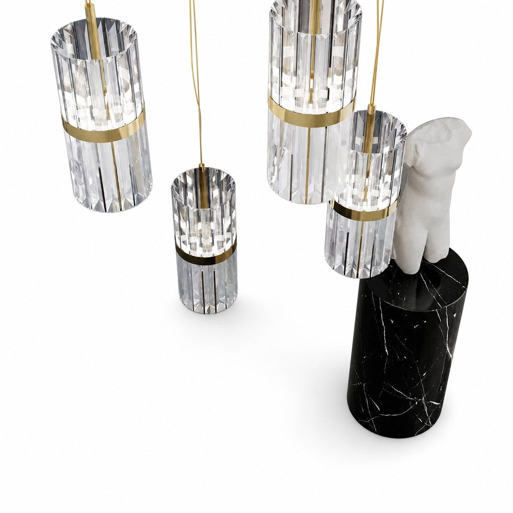 Sovellier Gemmira Crystal and Stainless Steel 6-Light Mini Pendant