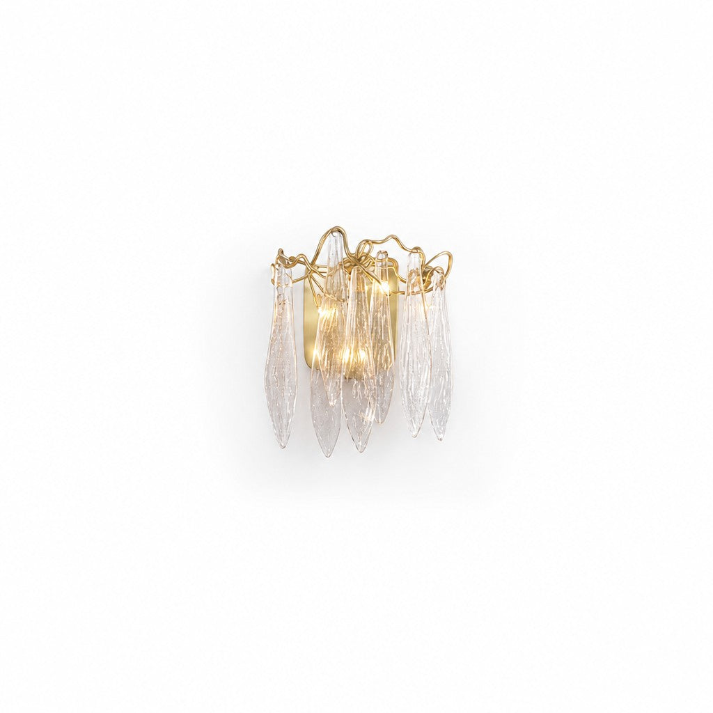 Sovellier Scalvina Long Crystal Branch Wall Sconce, Brass - view 2