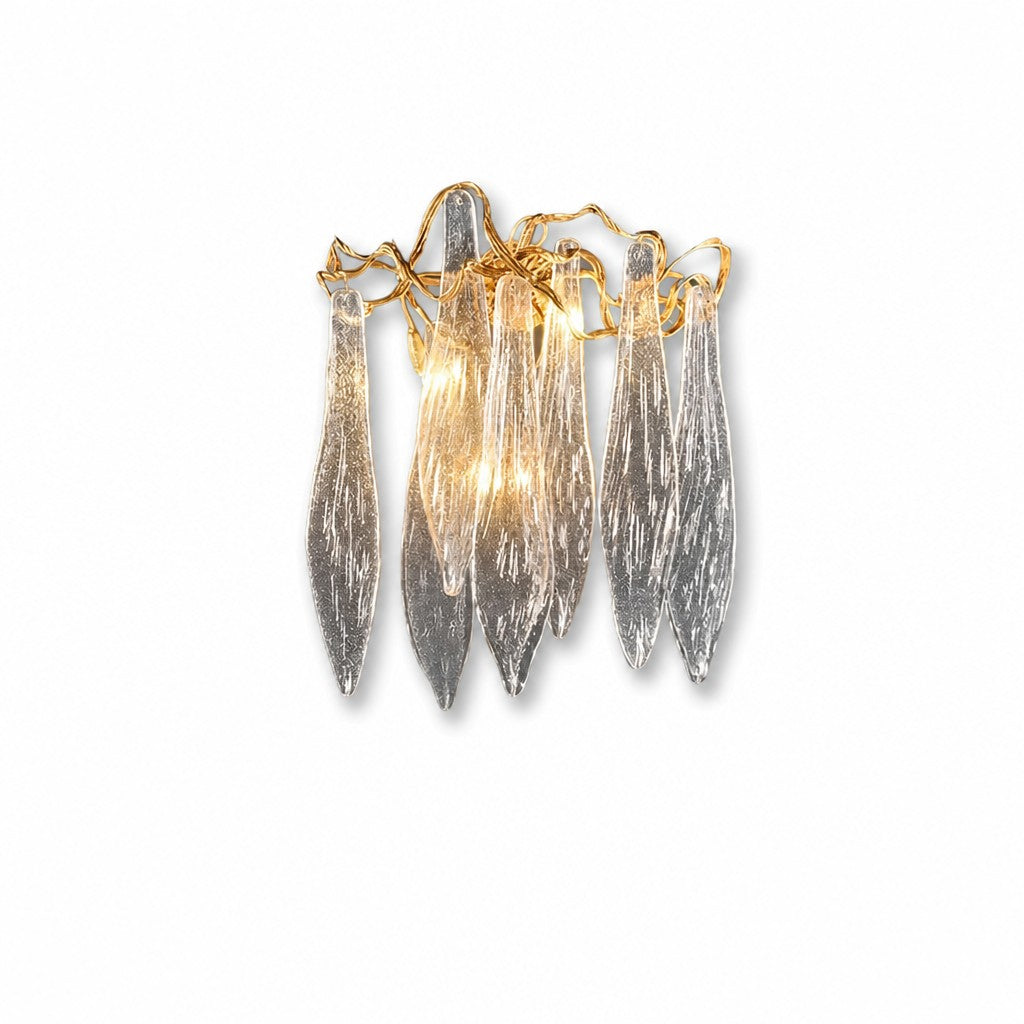 Sovellier Scalvina Long Crystal Branch Wall Sconce, Brass
