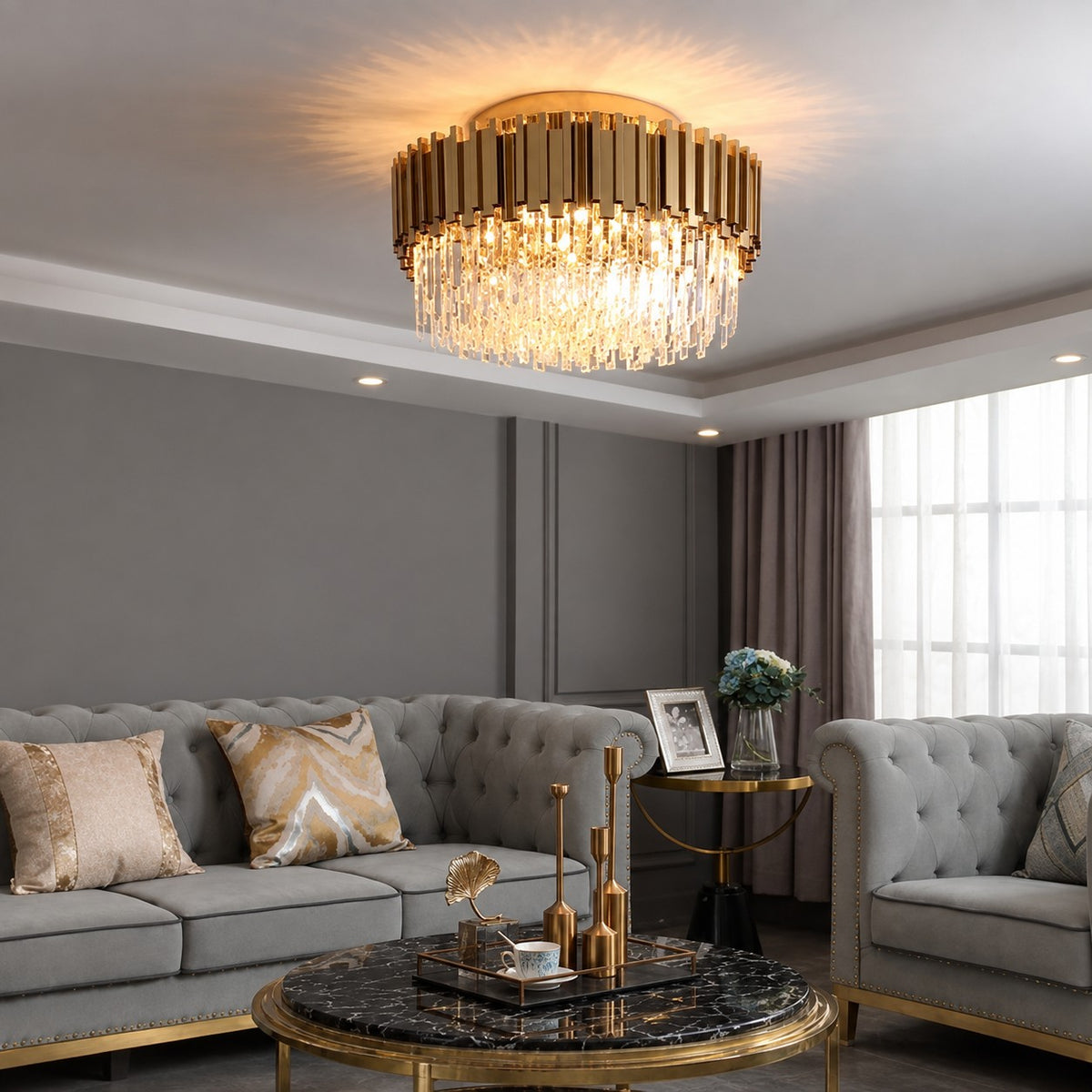 Sovellier Solvara K9 Crystal Ring Flush Mount Chandelier - view 6