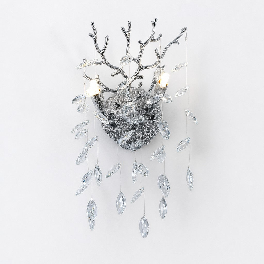 Sovellier Glaciva Crescent Crystal Branch 2-Light Wall Sconce, 10"H