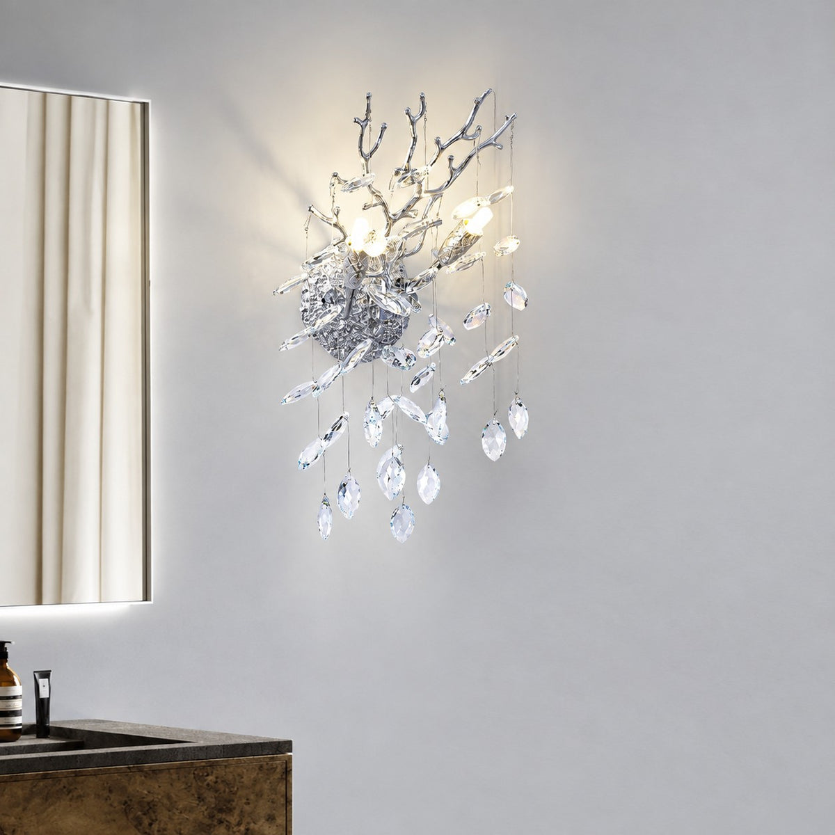Sovellier Glaciva Crescent Crystal Branch 2-Light Wall Sconce, 10"H - view 4