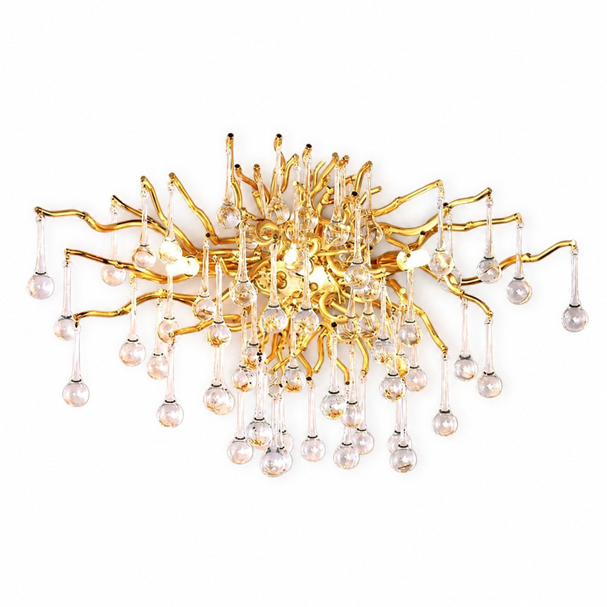 Sovellier Pluvetta Crystal Teardrop 3-Light Wall Sconce, Gold 17" - view 2