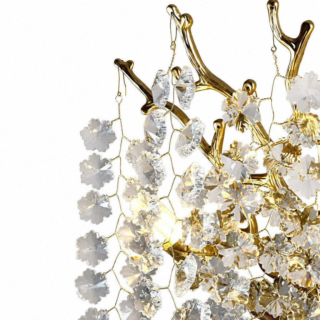 Sovellier Nevaro Snowflake Crystal Branch Wall Sconce, Gold/Silver - view 3