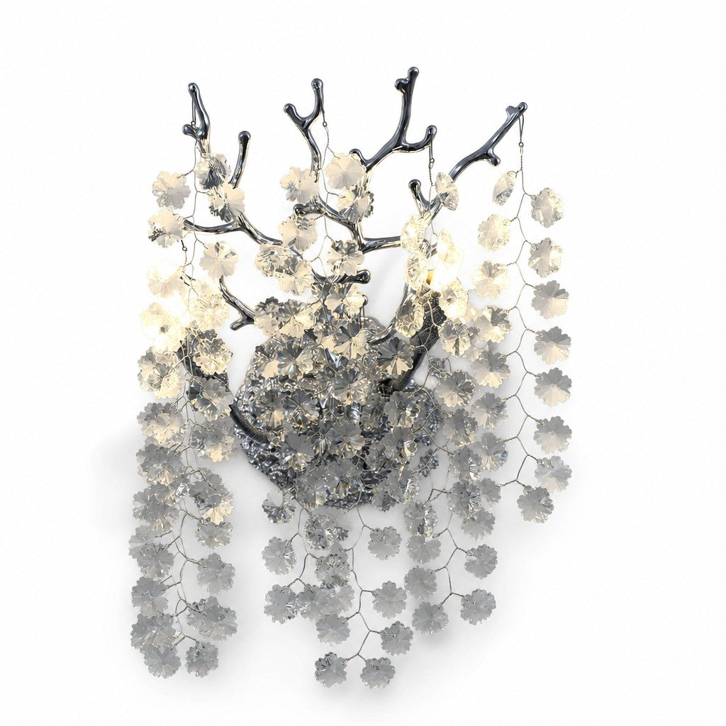 Sovellier Nevaro Snowflake Crystal Branch Wall Sconce, Gold/Silver
