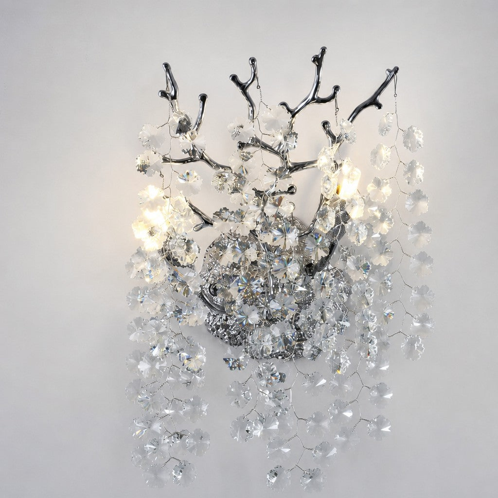 Sovellier Nevaro Snowflake Crystal Branch Wall Sconce, Gold/Silver - view 4