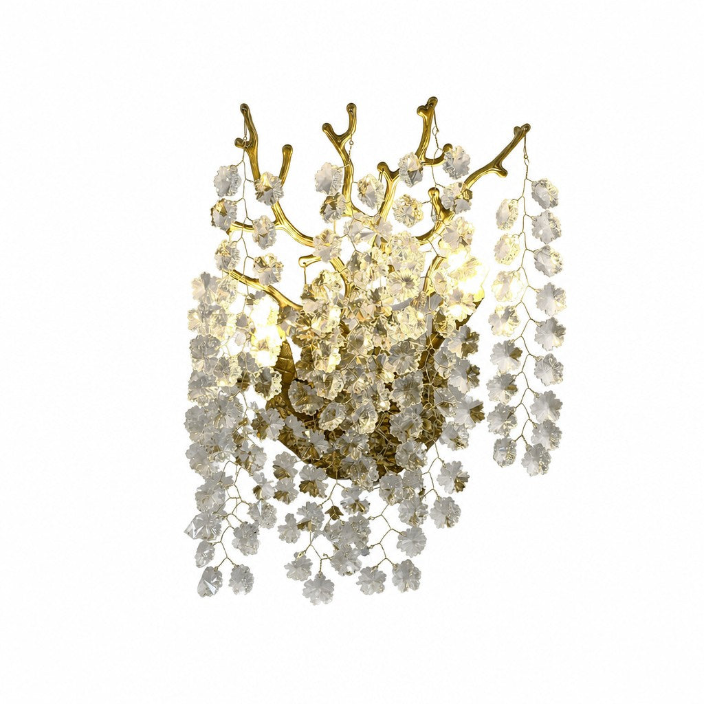 Sovellier Nevaro Snowflake Crystal Branch Wall Sconce, Gold/Silver - view 2