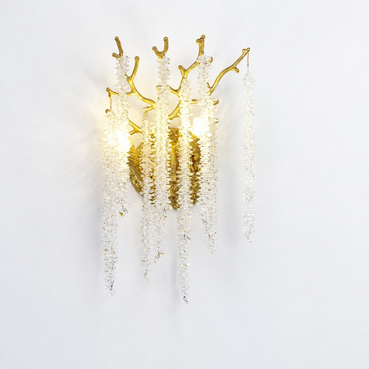 Sovellier Nevaro Crystal Bead Branch 2-Light Wall Sconce, Gold 10"