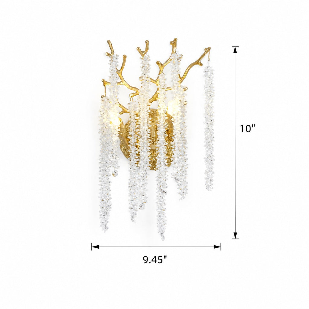 Sovellier Nevaro Crystal Bead Branch 2-Light Wall Sconce, Gold 10" - view 2