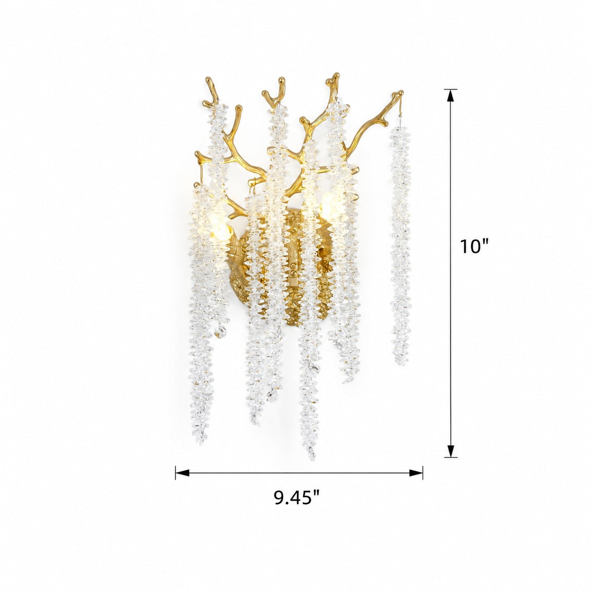 Sovellier Nevaro Crystal Bead Branch 2-Light Wall Sconce, Gold 10" - view 2