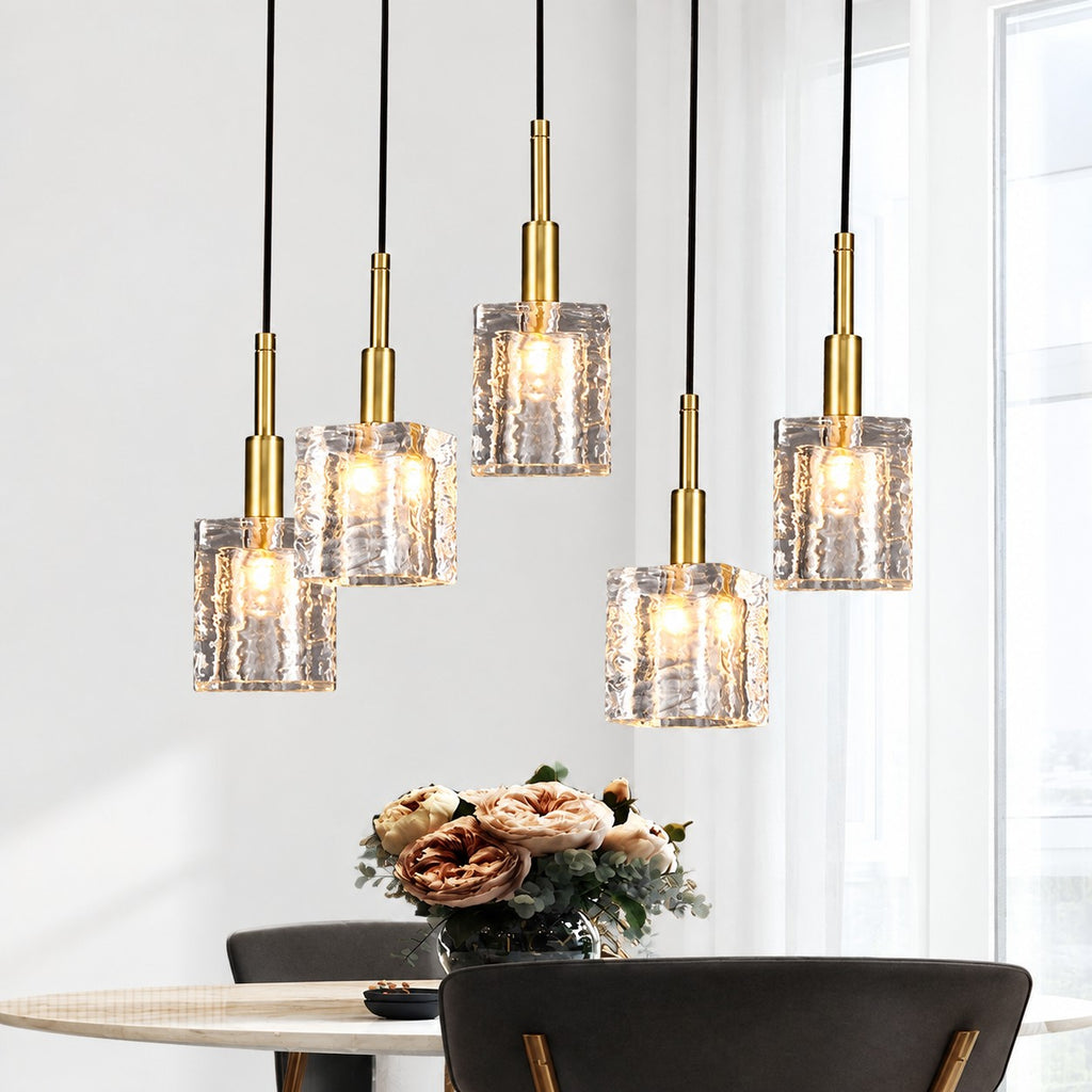 Sovellier Ondrela Rippled Crystal and Copper Pendant Light - view 4