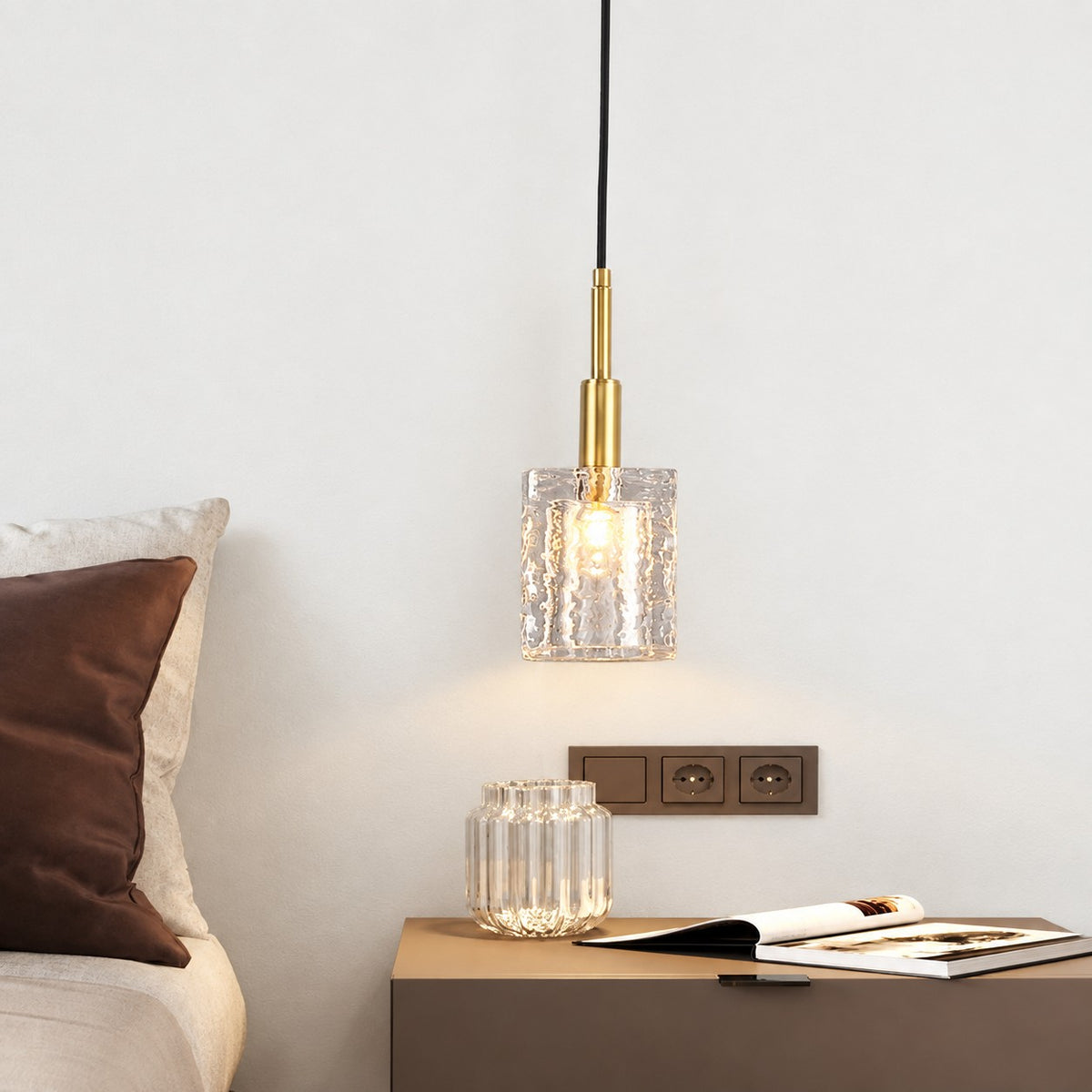 Sovellier Ondrela Rippled Crystal and Copper Pendant Light - view 5