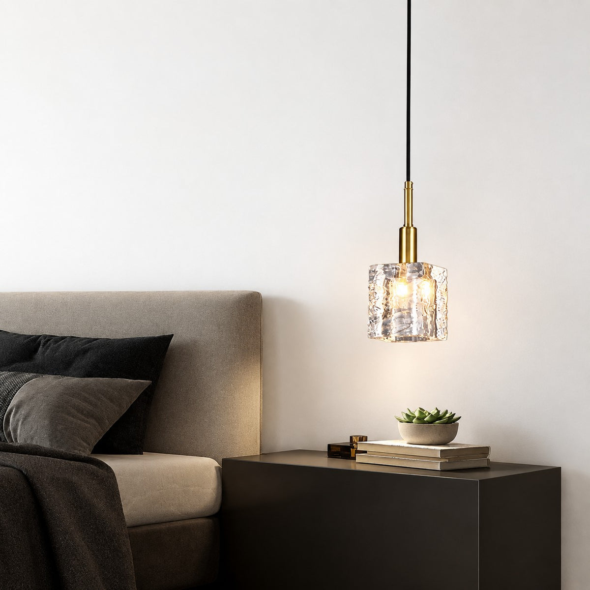 Sovellier Ondrela Rippled Crystal and Copper Pendant Light