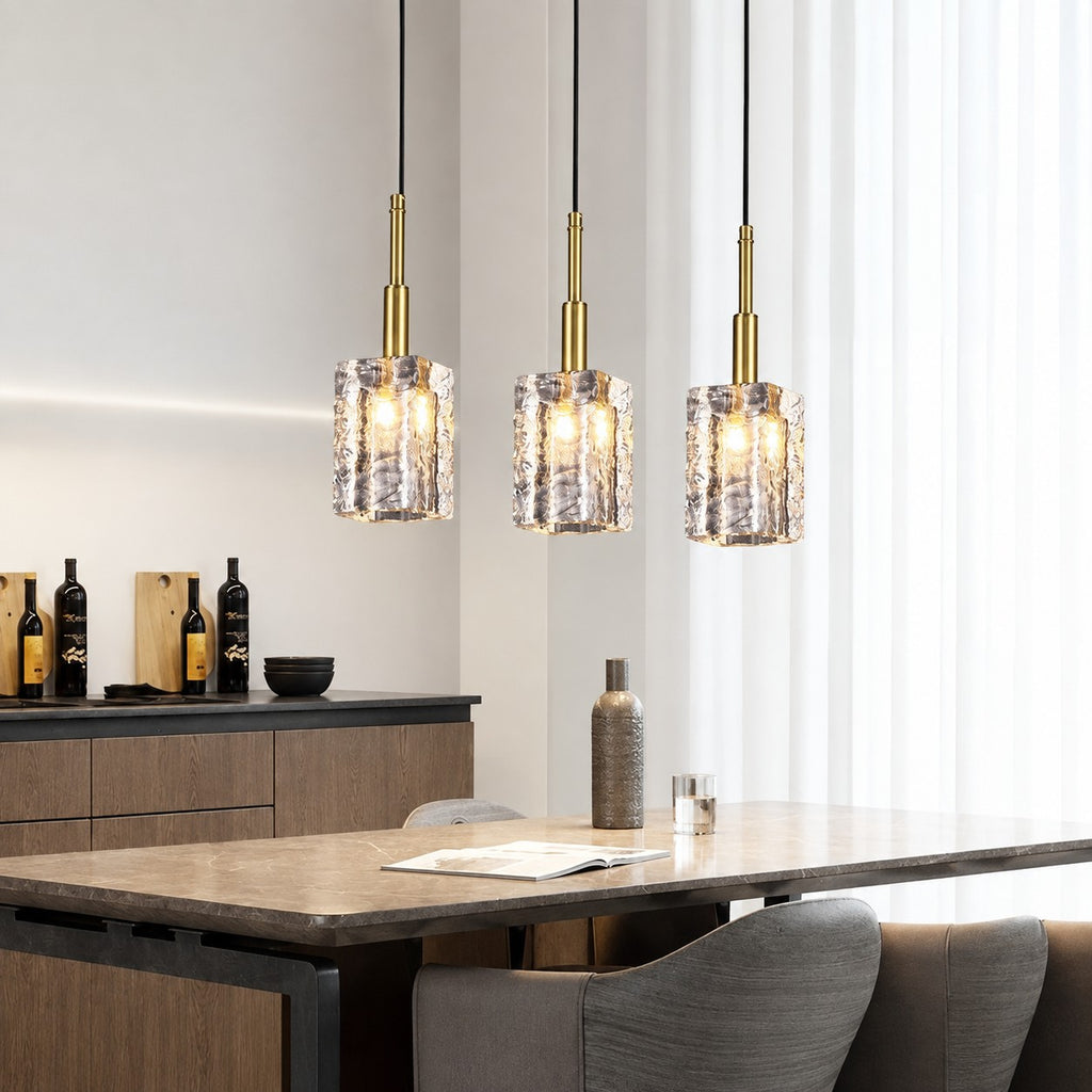 Sovellier Ondrela Rippled Crystal and Copper Pendant Light - view 3